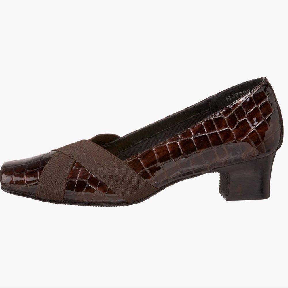 Ros Hommerson Women’s Lara Brown a Vintage Leather Block Heel Pump Size 9 Narrow